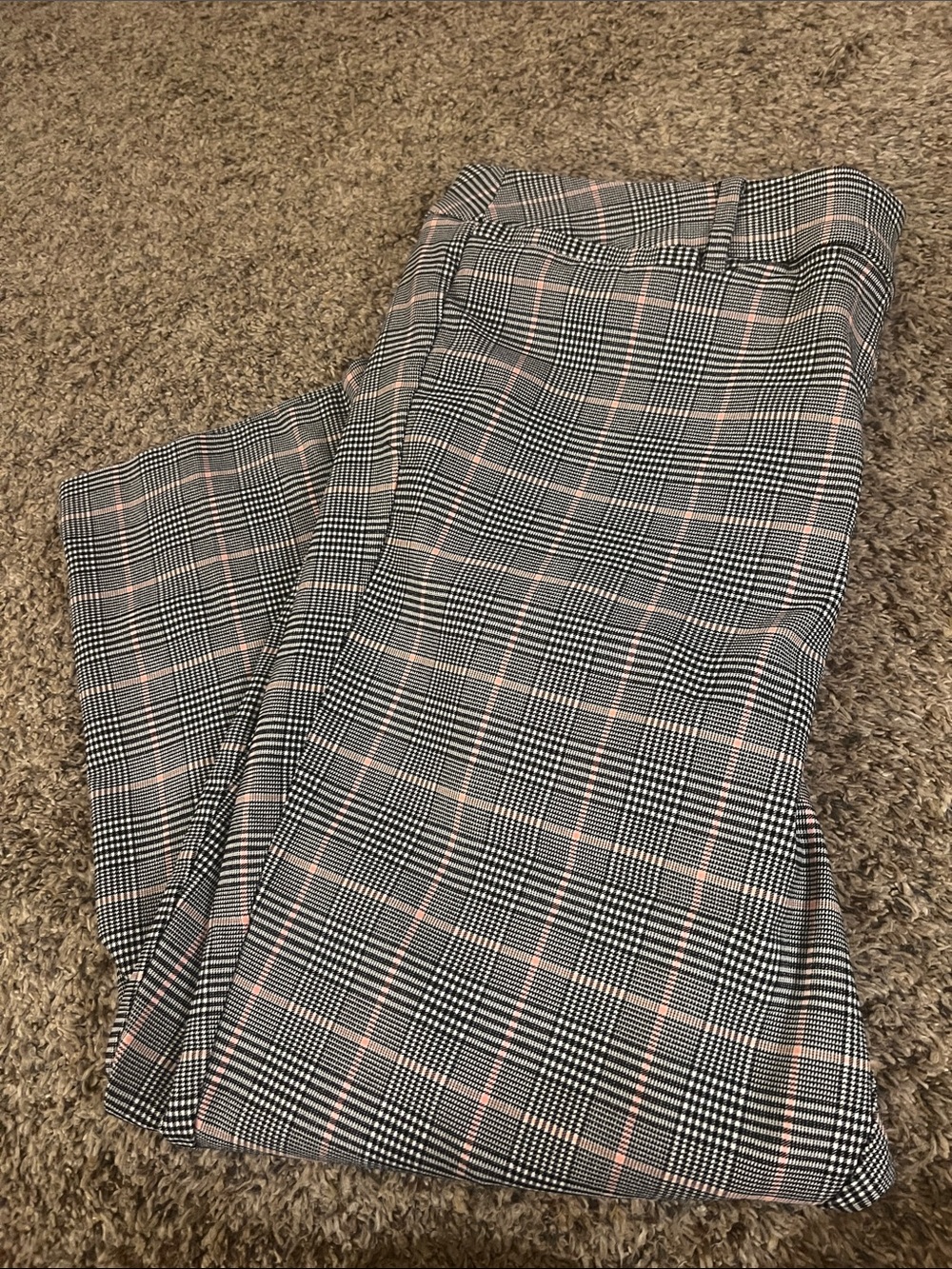 Lane Bryant Black and Pink Plaid Cropped Pants